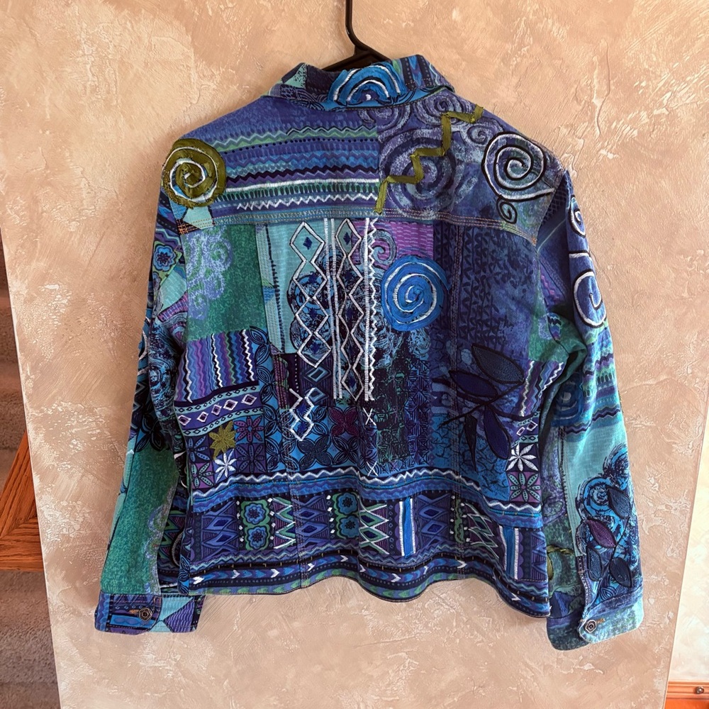 Chico’s Women's Blue Patchwork Jacket - image 4
